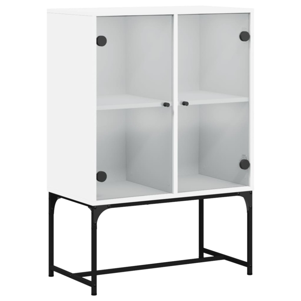 vidaXL Dulap lateral cu uși din sticlă, alb, 69x37x100 cm