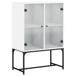 vidaXL Dulap lateral cu uși din sticlă, alb, 69x37x100 cm vidaXL Dulap lateral cu uși din sticlă, alb, 69x37x100 cm