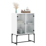 vidaXL Dulap lateral cu uși din sticlă, alb, 69x37x100 cm vidaXL Dulap lateral cu uși din sticlă, alb, 69x37x100 cm