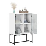 vidaXL Dulap lateral cu uși din sticlă, alb, 69x37x100 cm vidaXL Dulap lateral cu uși din sticlă, alb, 69x37x100 cm