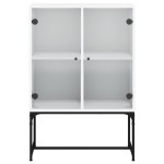 vidaXL Dulap lateral cu uși din sticlă, alb, 69x37x100 cm vidaXL Dulap lateral cu uși din sticlă, alb, 69x37x100 cm