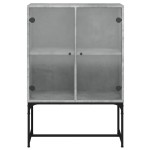 vidaXL Dulap lateral cu uși din sticlă, gri beton, 69x37x100 cm vidaXL Dulap lateral cu uși din sticlă, gri beton, 69x37x100 cm