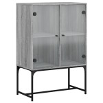 vidaXL Dulap lateral cu uși din sticlă, gri sonoma, 69x37x100 cm