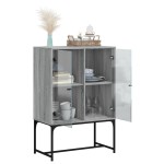 vidaXL Dulap lateral cu uși din sticlă, gri sonoma, 69x37x100 cm