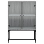 vidaXL Dulap lateral cu uși din sticlă, gri sonoma, 69x37x100 cm