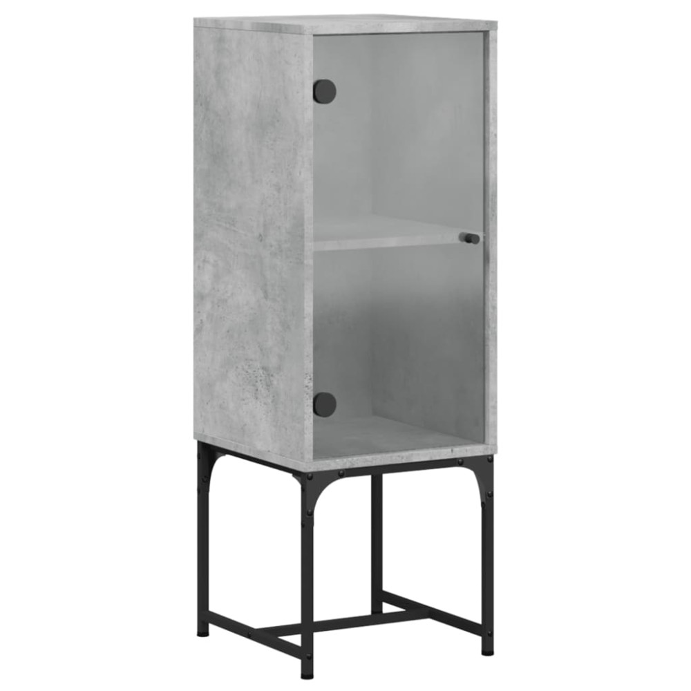 vidaXL Dulap lateral cu uşă din sticlă, gri beton, 35x37x100 cm