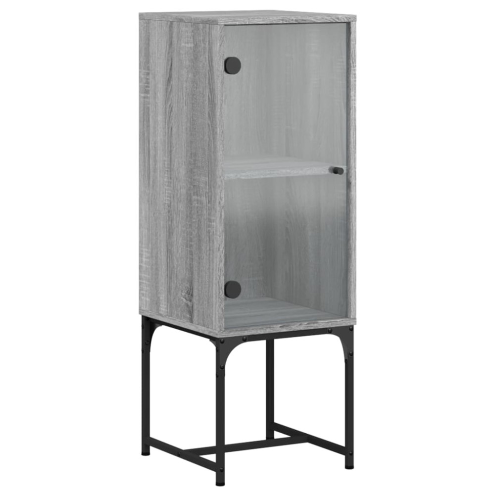 vidaXL Dulap lateral cu uşă din sticlă, gri sonoma, 35x37x100 cm