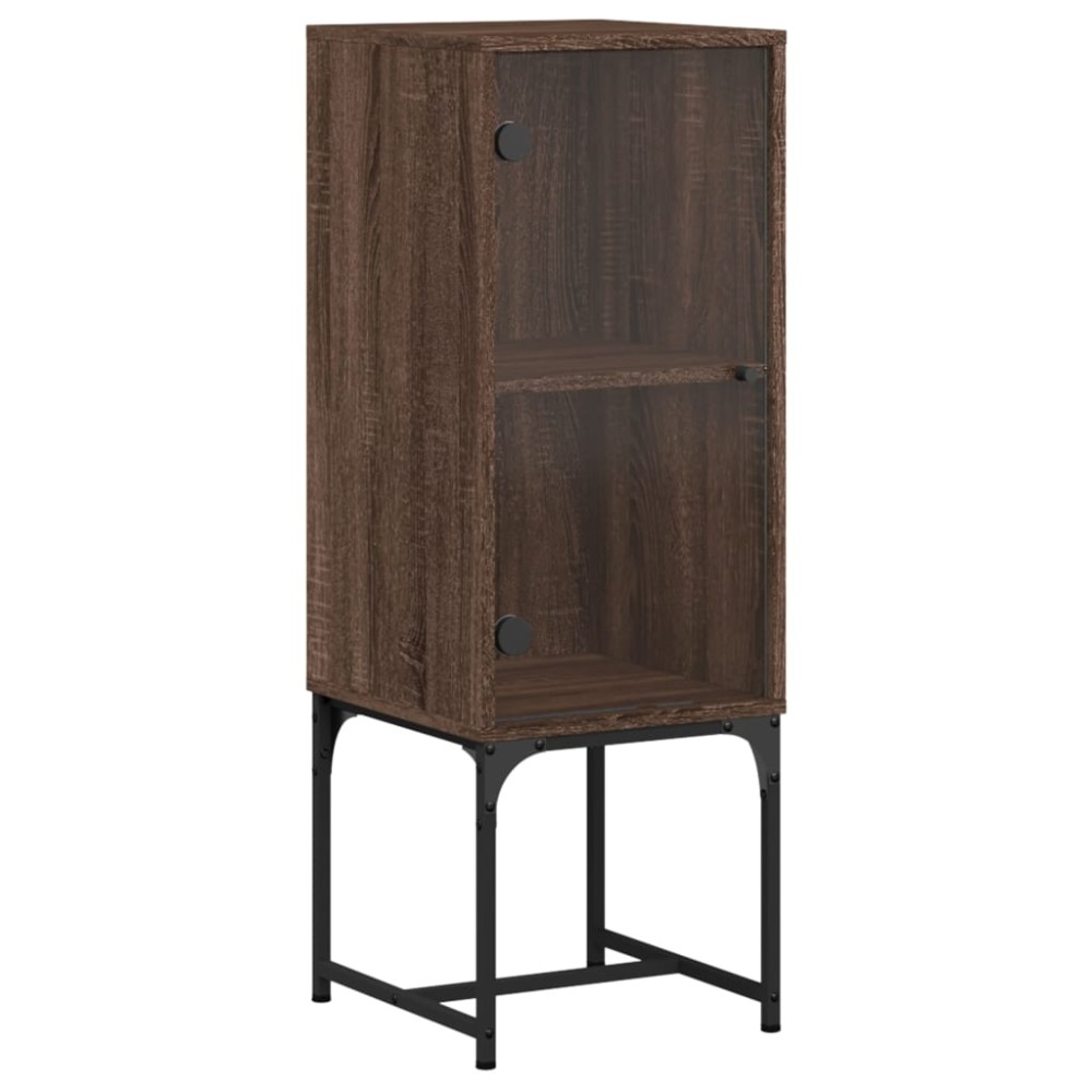 vidaXL Dulap lateral cu uşă din sticlă, stejar maro, 35x37x100 cm