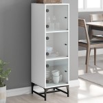 vidaXL Dulap cu uși din sticlă, alb, 35x37x120 cm vidaXL Dulap cu uși din sticlă, alb, 35x37x120 cm