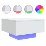 vidaXL Măsuță de cafea cu lumini LED, alb, 55x55x31 cm