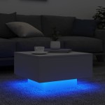 vidaXL Măsuță de cafea cu lumini LED, alb, 55x55x31 cm