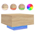 vidaXL Măsuță de cafea cu lumini LED, stejar sonoma, 55x55x31 cm vidaXL Măsuță de cafea cu lumini LED, stejar sonoma, 55x55x31 cm