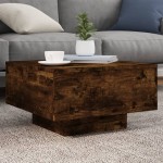 vidaXL Măsuță de cafea cu lumini LED, stejar fumuriu, 55x55x31 cm vidaXL Măsuță de cafea cu lumini LED, stejar fumuriu, 55x55x31 cm