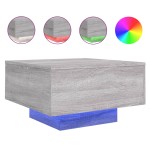 vidaXL Măsuță de cafea cu lumini LED, gri sonoma, 55x55x31 cm vidaXL Măsuță de cafea cu lumini LED, gri sonoma, 55x55x31 cm