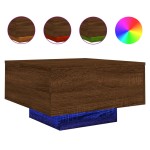 vidaXL Măsuță de cafea cu lumini LED, stejar maro, 55x55x31 cm