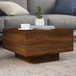 vidaXL Măsuță de cafea cu lumini LED, stejar maro, 55x55x31 cm