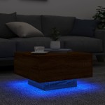 vidaXL Măsuță de cafea cu lumini LED, stejar maro, 55x55x31 cm