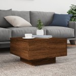 vidaXL Măsuță de cafea cu lumini LED, stejar maro, 55x55x31 cm