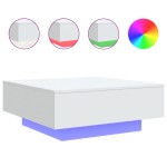vidaXL Măsuță de cafea cu lumini LED, alb, 80x80x31 cm