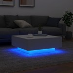 vidaXL Măsuță de cafea cu lumini LED, alb, 80x80x31 cm