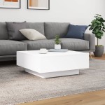 vidaXL Măsuță de cafea cu lumini LED, alb, 80x80x31 cm
