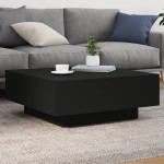 vidaXL Măsuță de cafea cu lumini LED, negru, 80x80x31 cm vidaXL Măsuță de cafea cu lumini LED, negru, 80x80x31 cm