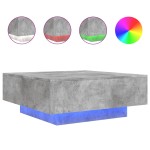 vidaXL Măsuță de cafea cu lumini LED, gri beton, 80x80x31 cm