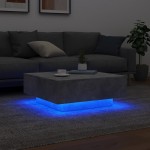 vidaXL Măsuță de cafea cu lumini LED, gri beton, 80x80x31 cm