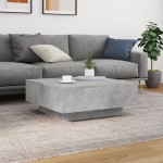 vidaXL Măsuță de cafea cu lumini LED, gri beton, 80x80x31 cm