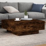 vidaXL Măsuță de cafea cu lumini LED, stejar fumuriu, 80x80x31 cm vidaXL Măsuță de cafea cu lumini LED, stejar fumuriu, 80x80x31 cm