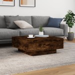 vidaXL Măsuță de cafea cu lumini LED, stejar fumuriu, 80x80x31 cm vidaXL Măsuță de cafea cu lumini LED, stejar fumuriu, 80x80x31 cm