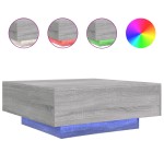 vidaXL Măsuță de cafea cu lumini LED, gri sonoma, 80x80x31 cm