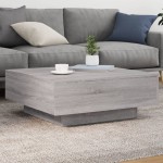 vidaXL Măsuță de cafea cu lumini LED, gri sonoma, 80x80x31 cm