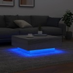 vidaXL Măsuță de cafea cu lumini LED, gri sonoma, 80x80x31 cm