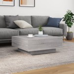 vidaXL Măsuță de cafea cu lumini LED, gri sonoma, 80x80x31 cm