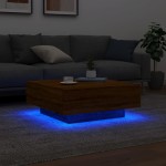 vidaXL Măsuță de cafea cu lumini LED, stejar maro, 80x80x31 cm