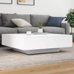 vidaXL Măsuță de cafea cu lumini LED, alb, 100x100x31 cm vidaXL Măsuță de cafea cu lumini LED, alb, 100x100x31 cm