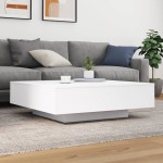 vidaXL Măsuță de cafea cu lumini LED, alb, 100x100x31 cm vidaXL Măsuță de cafea cu lumini LED, alb, 100x100x31 cm