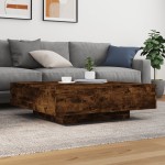 vidaXL Măsuță de cafea cu lumini LED, stejar fumuriu, 100x100x31 cm vidaXL Măsuță de cafea cu lumini LED, stejar fumuriu, 100x100x31 cm