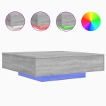 vidaXL Măsuță de cafea cu lumini LED, gri sonoma, 100x100x31 cm