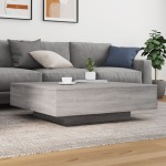 vidaXL Măsuță de cafea cu lumini LED, gri sonoma, 100x100x31 cm