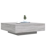 vidaXL Măsuță de cafea cu lumini LED, gri sonoma, 100x100x31 cm