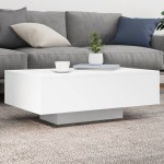 vidaXL Măsuță de cafea cu lumini LED, alb, 85x55x31 cm vidaXL Măsuță de cafea cu lumini LED, alb, 85x55x31 cm