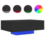 vidaXL Măsuță de cafea cu lumini LED, negru, 85x55x31 cm