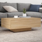 vidaXL Măsuță de cafea cu lumini LED, stejar sonoma, 85x55x31 cm vidaXL Măsuță de cafea cu lumini LED, stejar sonoma, 85x55x31 cm
