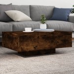 vidaXL Măsuță de cafea cu lumini LED, stejar fumuriu, 85x55x31 cm vidaXL Măsuță de cafea cu lumini LED, stejar fumuriu, 85x55x31 cm