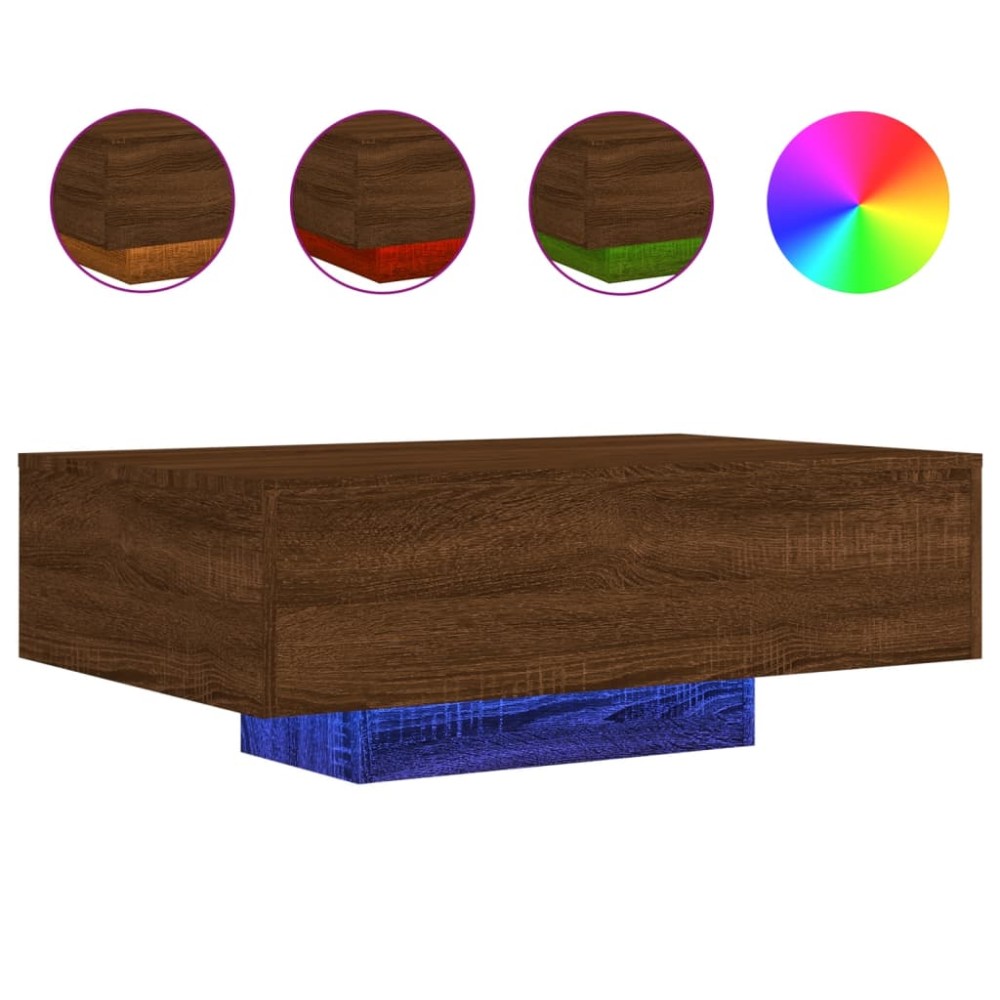 vidaXL Măsuță de cafea cu lumini LED, stejar maro, 85x55x31 cm