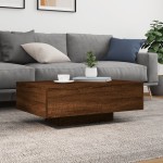 vidaXL Măsuță de cafea cu lumini LED, stejar maro, 85x55x31 cm