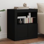 vidaXL Servantă cu lumini LED, negru, 60,5x37x67 cm vidaXL Servantă cu lumini LED, negru, 60,5x37x67 cm