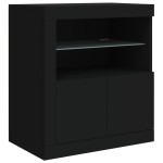 vidaXL Servantă cu lumini LED, negru, 60,5x37x67 cm vidaXL Servantă cu lumini LED, negru, 60,5x37x67 cm